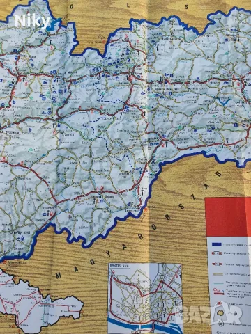 Пътна карта на Словакия от 70те , снимка 5 - Антикварни и старинни предмети - 48920192