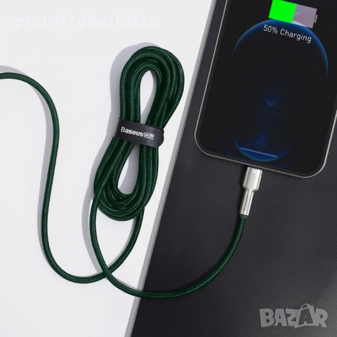 Кабел Type-C lightning BASEUS iPhone, 5A, 20W, 2m, Fast charge – зелен, снимка 8 - USB кабели - 32942239
