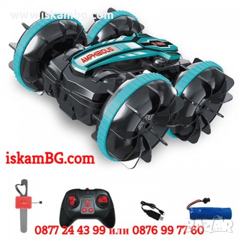 Екшън количка АМФИБИЯ с 2 дистанционно - сензорно управление от ръката и стандартно, плуваща кола, снимка 3 - Коли, камиони, мотори, писти - 38200397