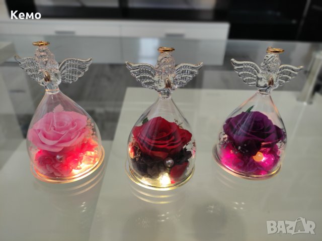 Ангелска стъкленица с вечна роза, снимка 4 - Други - 39631329