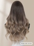 Чуплива омбре перука 65 см, кафяво към пепеляво русо със светъл бретон, снимка 3