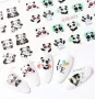 лист 12 в 1 вида панда панди слайдер татос ваденки водни стикери за нокти маникюр, снимка 5