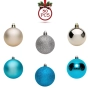 Комплект коледни топки тюркоаз и екрю 7 см 30 бр._1196752, снимка 2