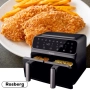 Фритюрник AirFryer Rosberg Premium, 1700W, 2съда x 4л., Горещ въздух, Таймер, до 200°C, Черен , снимка 2