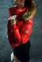 Дамско яке Монклер червено с лисица, снимка 1 - Якета - 27835259