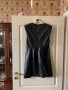 Нова елегантна  ежедневна  кожена черна къса рокля кожа дантела Only, снимка 8