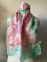 Копринен шал в розово и светло зелено, снимка 2