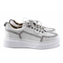 Дамски спортни обувки от естествена кожа в бяло и сребристо , снимка 5