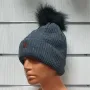 Нова зимна дамска шапка SilverStar в тъмносив цвят с пух/помпон, снимка 2