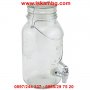 Винтидж стъклен буркан с канелка и дръжка , Диспенсър за напитки, 2 литра, снимка 3
