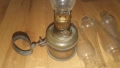 Стара тежка бронзова газена лампа с резервни шишета Войнишко творчество гилза, снимка 2