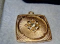 ПРЕКРАСЕН СТАР РЕТРО АРТ ПОЗЛАТЕН МЕДАЛЬОН с ЮВЕЛИРНО ФАСЕТИРАНИ БЛЕСТЯЩИ ЦИРКОНИ 20547, снимка 3