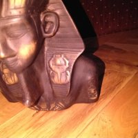 Тутанкамон египетска дървена статуя маска Н-18см на 16х10см, снимка 3 - Декорация за дома - 27558214