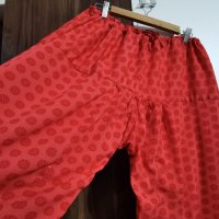 Червен панталон от индийски магазин широк потур, снимка 5 - Панталони - 43314655