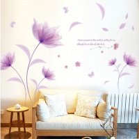 3D  Голям Стикер лилави цветя за декорация на стена хол спалня, снимка 3 - Декорация за дома - 35327618