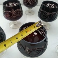 Кристални чаши цветен червен кристал, снимка 5 - Антикварни и старинни предмети - 33682419