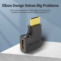 Адаптер HDMI Vertical Flat 90 градуса M/F – Vention AIPB0, снимка 3 - Кабели и адаптери - 43022124