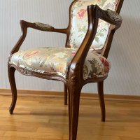 Двойка антикварни кресла Fleurs de Versaille в стил Луи XV, кабриолет (Cabriolet), снимка 4 - Антикварни и старинни предмети - 43356232