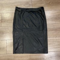 Нова ежедневна елегантна кожена черна  пола под коляното миди midi дължина размер XXL 2ХЛ, снимка 5 - Поли - 43296084