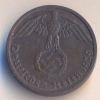 Германия пфениг 1939 година, качество, снимка 2 - Нумизматика и бонистика - 42988417