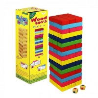 Дженгадайска кула 48 елемента, С цветни блокчета (270754) Дженга - дървена забавна игра с цветни бло, снимка 4 - Образователни игри - 33560158