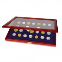 Луксозна дървена кутия витрина SAFE за 40 монети до 30 мм, снимка 1 - Нумизматика и бонистика - 37570067