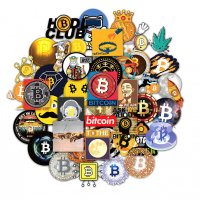 50 бр. Стикери Биткойн , Bitcoin , Satoshi , To the moon , Крипто, снимка 1 - Други - 35142027