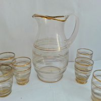 Стъклена кана и чаши  53г, снимка 5 - Антикварни и старинни предмети - 27012333