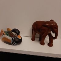 декорация слон и патица дърво, снимка 2 - Антикварни и старинни предмети - 36617392