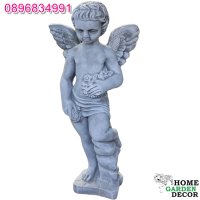 Ангел от бетон градинска фигура в сив цвят, снимка 1 - Градински мебели, декорация  - 40694928