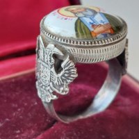 Сребърен 84 пръстен царска Русия с емайл, снимка 3 - Пръстени - 43760762