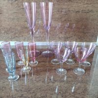 Антикварни ретро чаши от цветно стъкло , снимка 1 - Антикварни и старинни предмети - 42931138