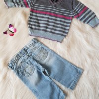 Пуловер Next  и дънки 6-9 месеца, снимка 3 - Бебешки дънки - 27407845