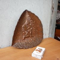 Старо масивно пано  мед  28.5 / 27  см, снимка 2 - Антикварни и старинни предмети - 43389742