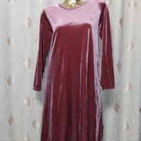 XL/XXL Рокля от плюш пепел от рози , снимка 2 - Рокли - 43918980