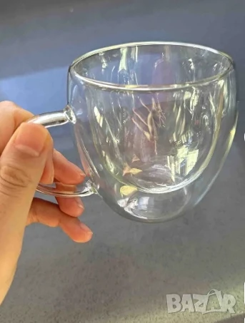 Стъклена чаша за кафе с двойно дъно 200ml, снимка 1