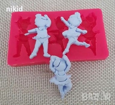 3 малки Балерини балерина балет силиконов молд форма фондан гипс, снимка 1
