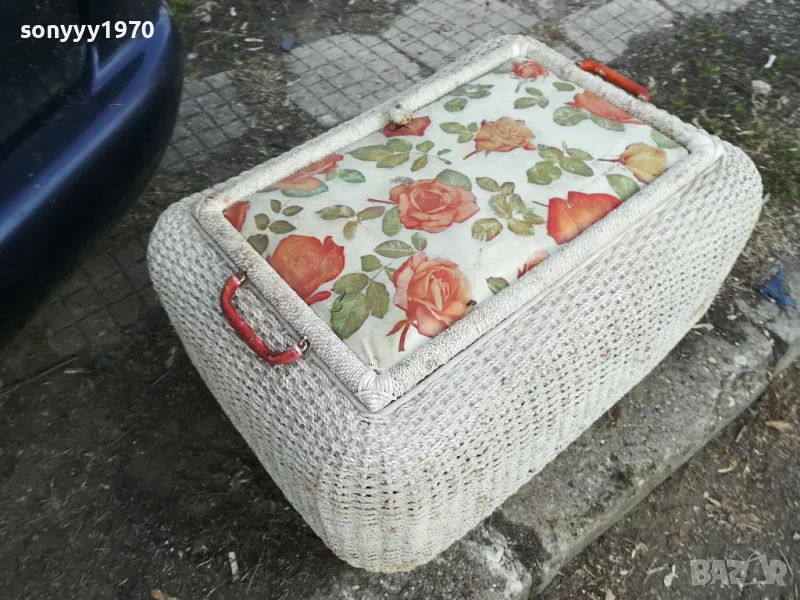 ПЛЕТЕН САНДЪК С КАПАК ТАБУРЕТКА ПУФ-ВНОС ГЕРМАНИЯ 0803251814, снимка 1