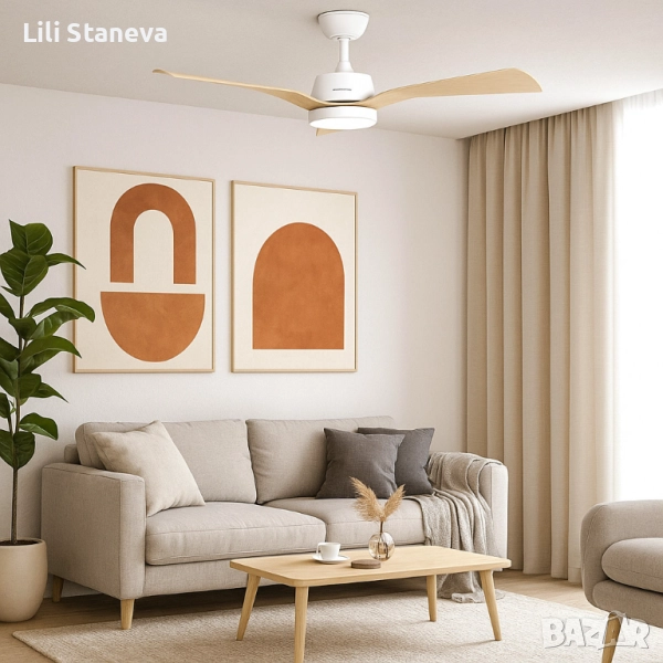 Таванен вентилатор Brizy Bright Outdoor с дистанционно управление,LED осветление,6 скорости,45W DC. , снимка 1