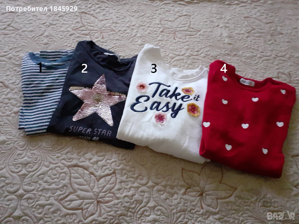 Детски блузи, гащеризон и пуловер за момичета- 3-8 години, 2-3 евро, снимка 1