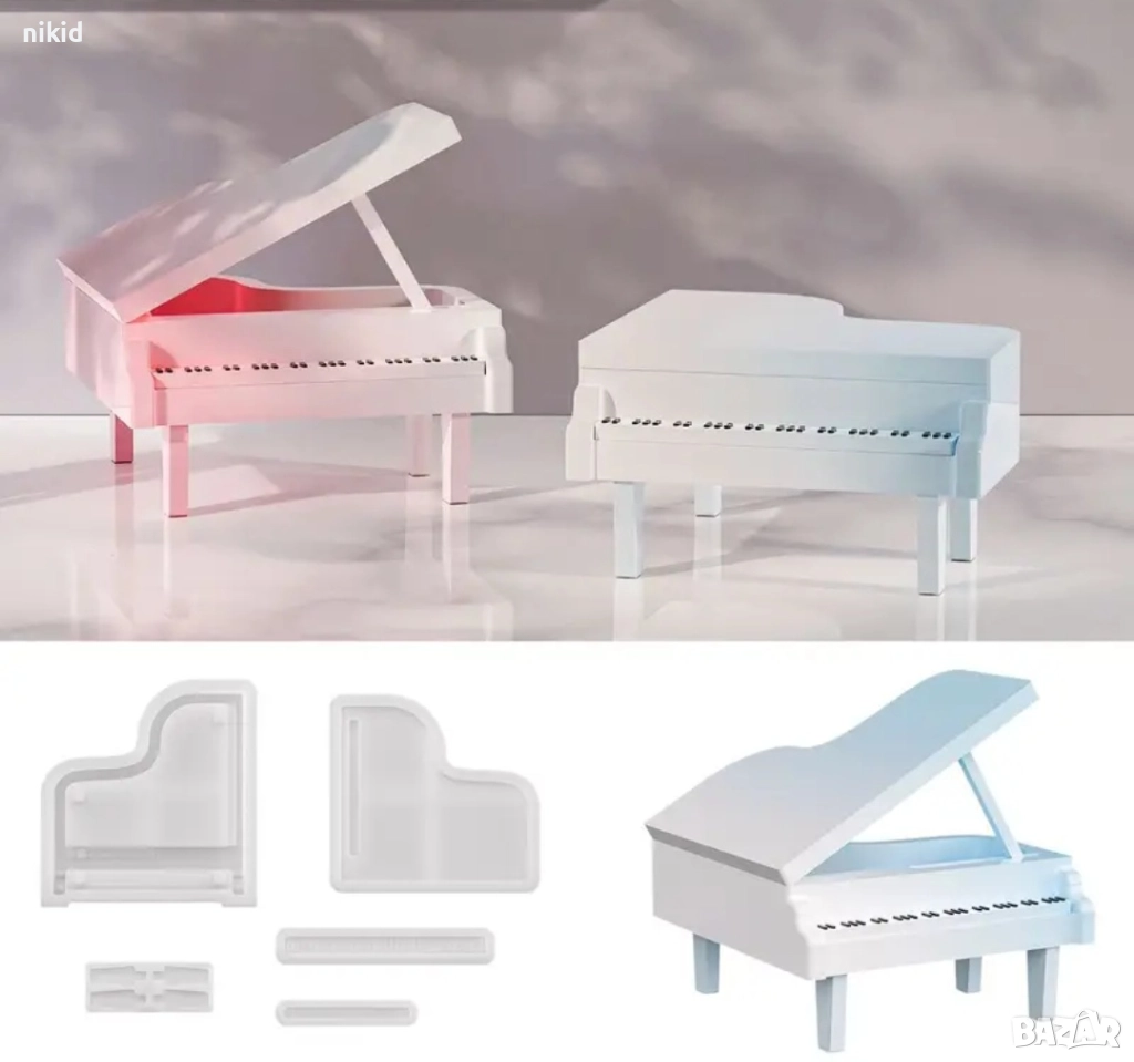 3D пиано части силиконов молд форма смола гипс шоколад фонсан декор, снимка 1