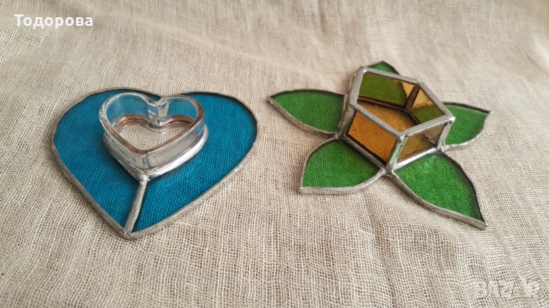 Дизайнерски съдчета от цветно стъкло и метал , снимка 1