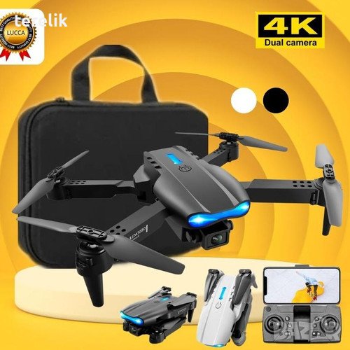 § Нови 3 цвята E99 PRO Dron 4k HD 2 камери WIFI FPV Въздушна фотография избягва препятствия Вносител, снимка 1