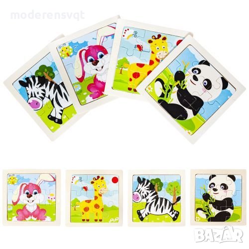 Дървен пъзел Животни 4 броя, снимка 1