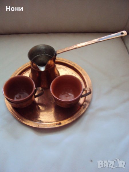 Бакърен сервиз за кафе с джезве, снимка 1