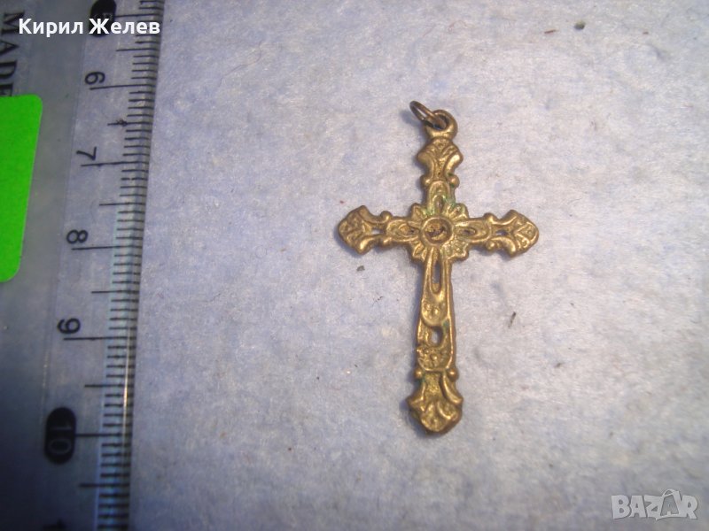 СТАРИННО РЕТРО ОРНАМЕНТИРАНО АЖУРНО БРОНЗОВО КРЪСТЧЕ МАЙСТОРСКА ИЗРАБОТКА РЯДКО 12670, снимка 1