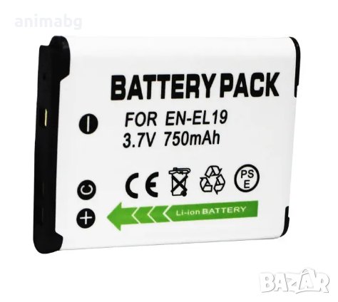 ANIMABG Батерия модел EN-EL19 за цифрови фотоапарати на Nikon с капацитет 750mAh 3.7V модели S3100 S, снимка 1