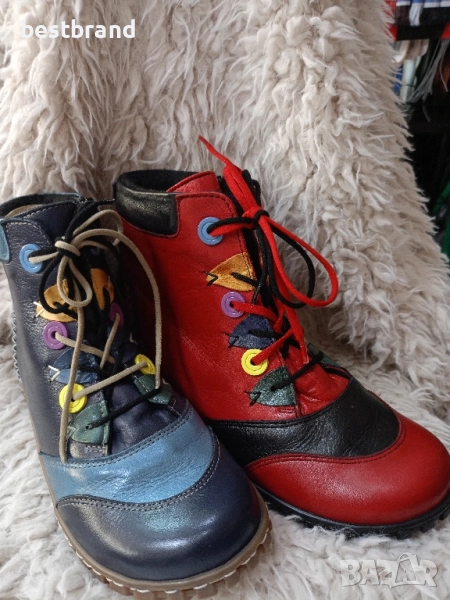 Цветни, ежедневни, дамски боти,от естествена кожа, код 366/145, снимка 1