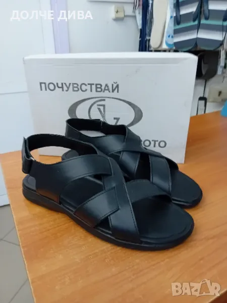НАМАЛЕНИЕ Мъж.сандали естествена кожа м1408 черни, снимка 1