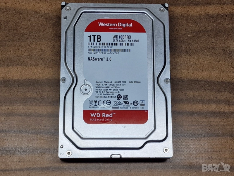 1TB DVR камери 1000GB хард диск за видеонаблюдение DVR или PC тествани WD Green WD RED WD10EFR, снимка 1